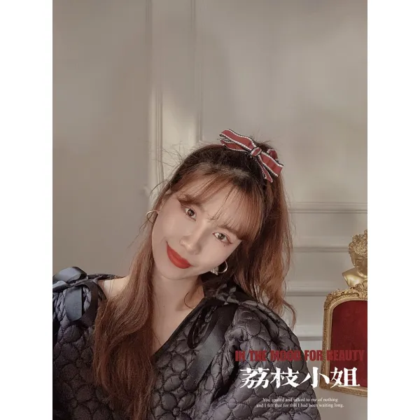 나비넥타이 머리핀 다가가다 날이 밝다 리치 아가씨 액세서리 학원 무드 러블리 옆머리 겹 똑딱핀 여성 3182019119