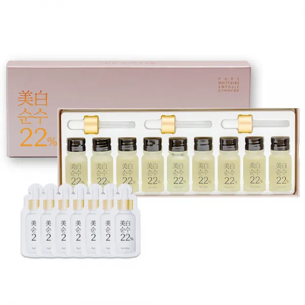 New 미백순수22% 시즌3 영국산 비타민 미백 화이트닝 앰플 본품(10g) + 파우치 앰플, 1세트