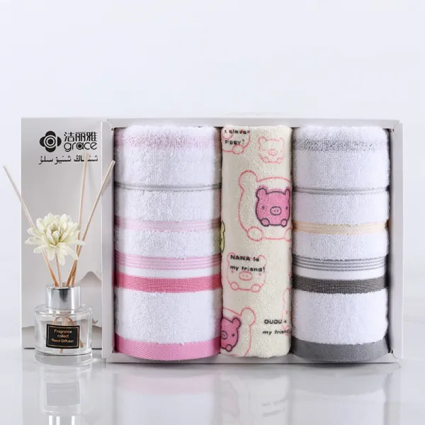 Grace 결 리 아 수건 선물케이스 순면 세트 물 티슈 친 자 3 벌 회사 직원 복지 선물 6410 친아들 상세페이지 참조