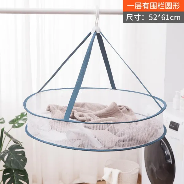 니트를 말리다 캐시미어스웨터 의 건조 옷걸이 평평한 방지변형 스웨터를 걸다 양말 그물망 가정용 접이식 옷 바구니, T06-61cm1단 둘러싸다5다크블루, 기본