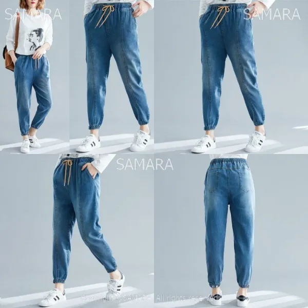 Qterra 특허브랜드 빅사이즈 밴딩 하이웨스트 슬랙스 청바지 여성 조커