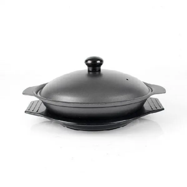 전골냄비 찜솥 뚜껑있는 전골 곰솥 비빔밥 옛날식 보신용국 냄비죽 뚝배기 냄비도자기 냄비가정용 농가, 기본, T24-24cm쇠솥+모조도자기 쟁반