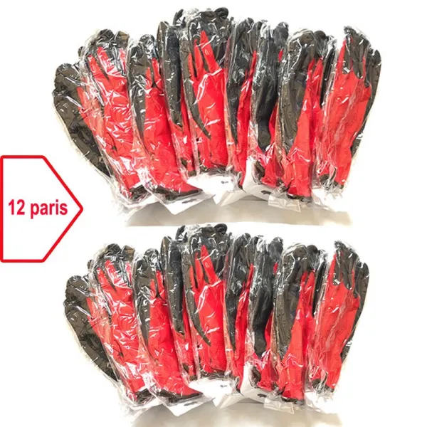 24Pcs/12쌍 안전작업장갑 건설업자 낚시정원작업 Nonslip 장갑 폴리에스테르 나일론 라텍스 코팅 안전장갑, 01 NM1350F-YBLK, 01 L