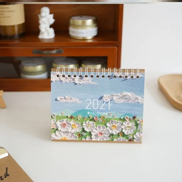 은재마트 미니달력 가로판 양소품 카드 작은꽃 유화그림 노르딕 캐쥬얼 스트릿 멀티 세로판 탁상용달력, 횡대 -만산 알프스프라자축하화환 -D