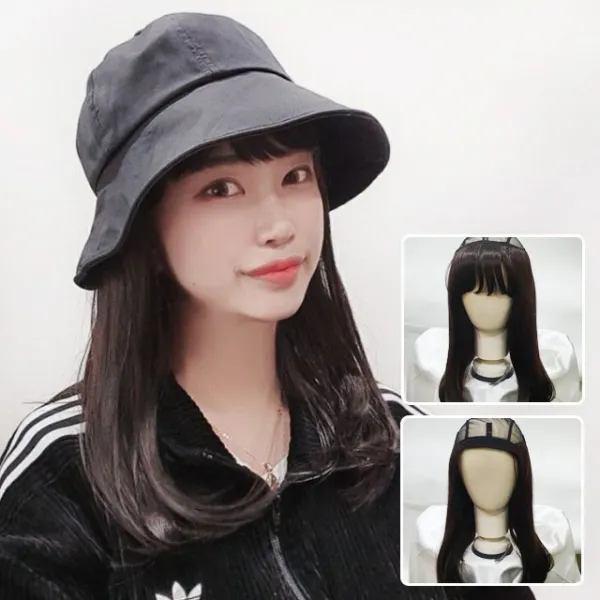 모위드 롱c컬 모자가발 부분가발 모자체인지가능 항암치료용 hmoc200, 자연갈색, 1개