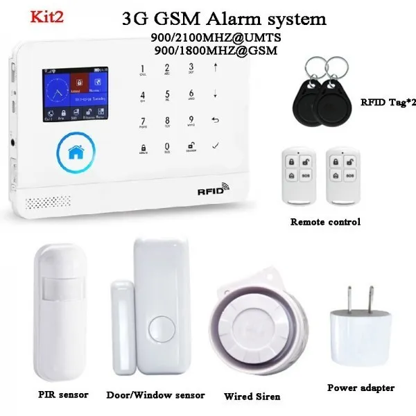 3g 900/1800/2100 Mhz 홈 Gsm Gprs Wifi 경보 시스템 Sms 전화 원격 제어 Pir 모션 도어 센서 사이렌 경계 보안 282918 영국 플러그