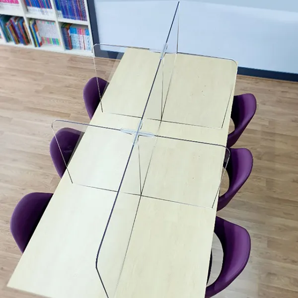 주식회사집현전 식탁 가림판 폴리카보네이트5T - 6인용 칸막이 십자결합형 양쪽개방, 높이600