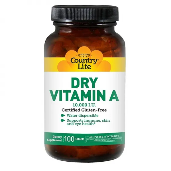Country Life 컨츄리라이프 건조 비타민A 10 000IU 100정(병당 약3개월) 야맹증 영양제, 1mg, 1개