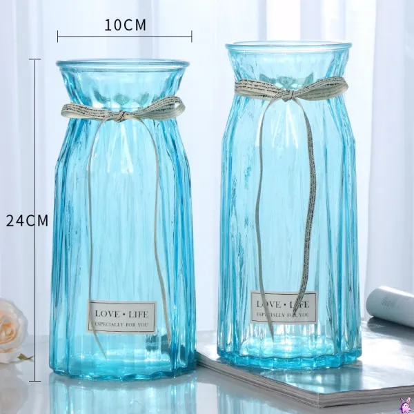 큰사이즈 라지 유러피안 심플 투명 컬러 부귀죽을 물에 불리다 백합 말린꽃 유리화병브라운소 진열 장식품, 24 종이접기 （블루 2개 ）2개 스