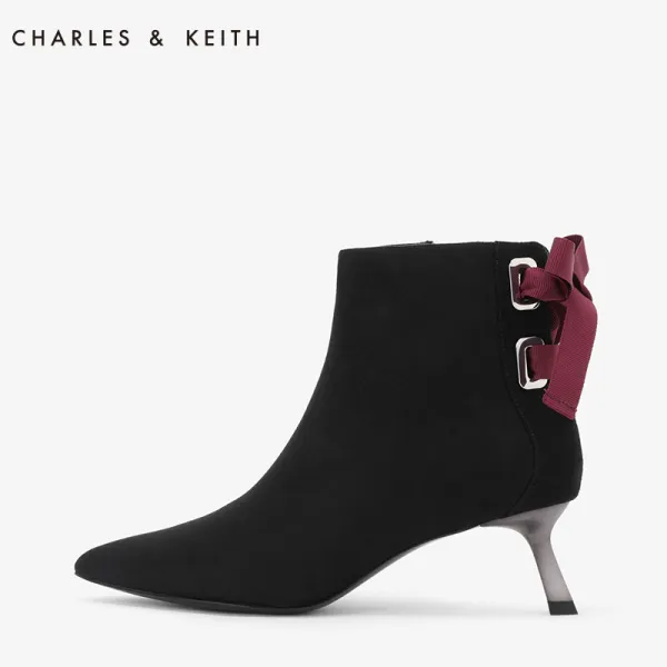 CHARLES AMP KEITH 겨울 가을 CK1 스웨이드 및 복사뼈 막대수세미 숓 여성