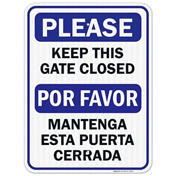 이 게이트 폐쇄 기호 영어 및 스페인어 로그인 18x24 인치 3m Egp 반사 .080 알루미늄 페이드 저항성 Reflective Aluminum Egp 18x24 Reflective Aluminum Egp 18x24