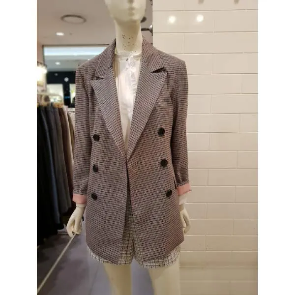  현대백화점 숲 Soup 더블버튼 체크자켓 Sx3jk85