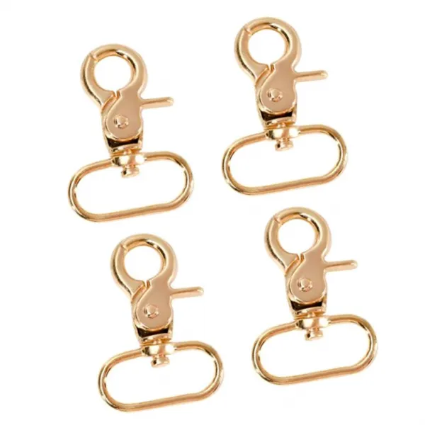 FWT4pcs 열쇠 고리를 가진 합금 회전대 가재 클로 걸쇠 방아 끈 황급 한 걸이, 골든