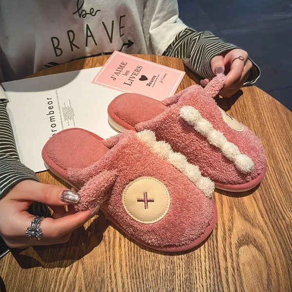 털슬리퍼 겨울솜 슬리퍼 여성가정용 홈웨어 실내 통굽 귀여운 미끄럼방지 커플용품 남자집 산후 모직 가을