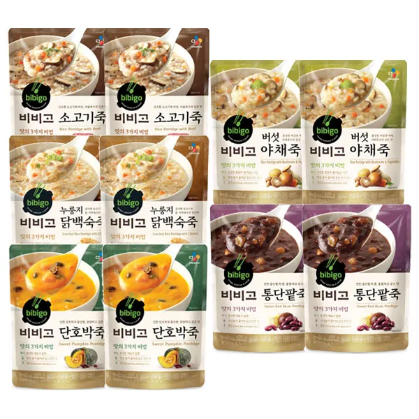 비비고 즉석죽 세트 5종 10개 420g 1세트