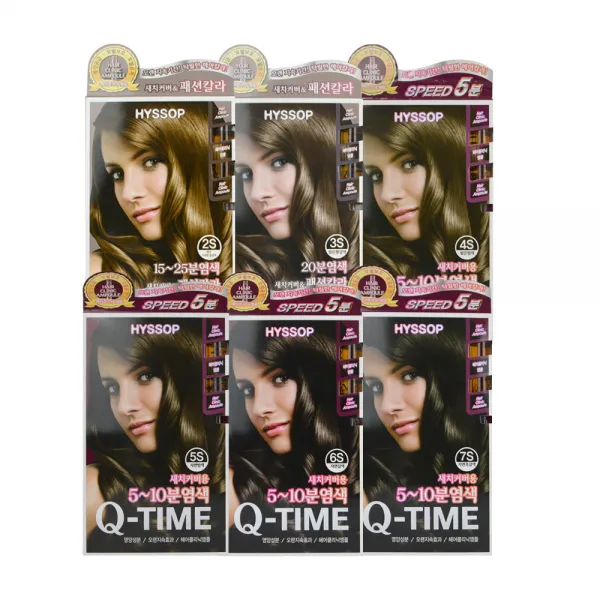 히솝 Q-TIME 큐타임 염색약 6종 x3개, 5S 자연밤색 x3개