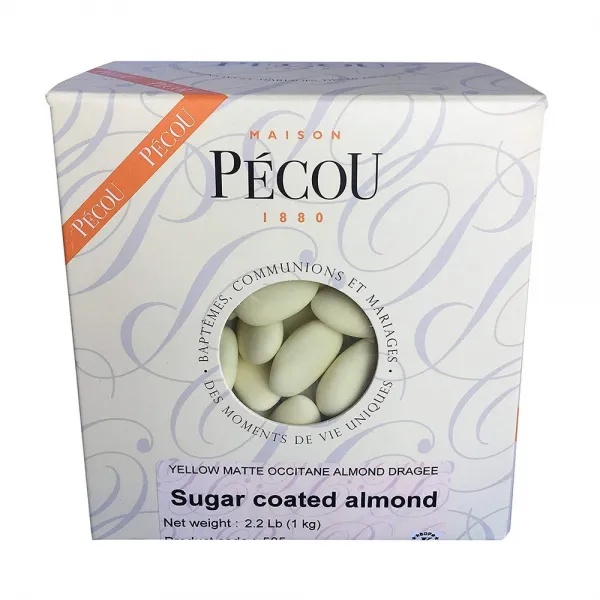 Dragees Pecou 프랑스 아몬드 당의정 (프랑스어 요르단 아몬드) 노랑색 1 킬로미터 (2.2lbs), 선택, 상세설명참조