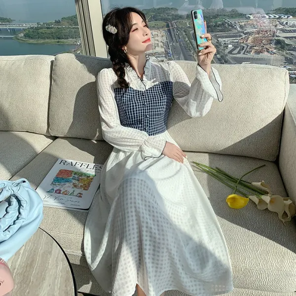 재아몰 체크원피스패션 생각하다 누이동생 일찍이 봄 여성의류 클래식 스타일리시 허리보정 페이크 트렌드