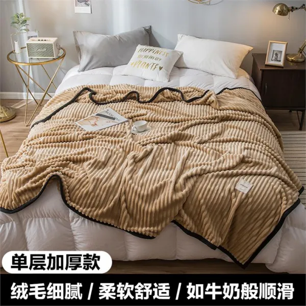 무릎담요 작은담요 산호벨벳 여름 낮잠 더블 융카펫 모직 깔기침대 휴대용, C06-M86-카키(홑겹)편안한핏