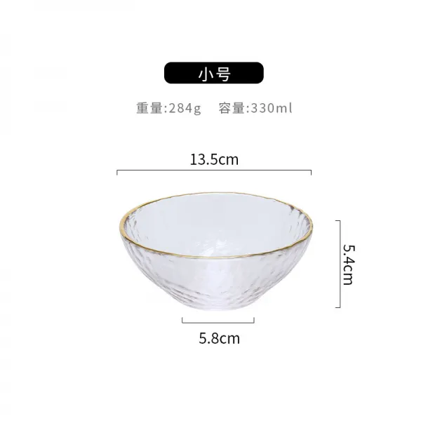 홈 샐러드 그릇 금테 식기 유리그릇 투명 유럽식 과일 그릇 디저트 그릇 시리 얼 아침 그릇 그릇 금테 원점 그릇 트럼펫, 상세페이지 참조