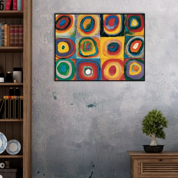 [더벨라] 칸딘스키 - 동심원 (색채연구) Squares with Concentric Circles (Color Study) 모던프레임 캔버스액자