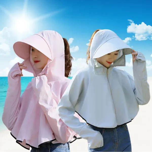 여성용 자외선차단 망토 해변 야외활동 밭일 농사일 체험활동, 핑크