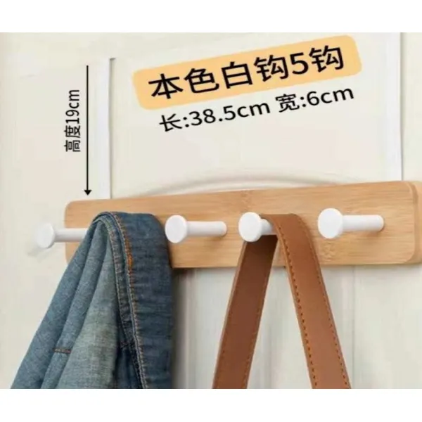 방 문 뒤에 문 걸이 못이없는 문 걸이 이음새가없는 옷 걸이 침실 문 등 옷걸이 펀치 백 없음, 트루 컬러 화이트 훅 5 훅 _M개, 트루 컬러 화이트 훅 5 훅 _M