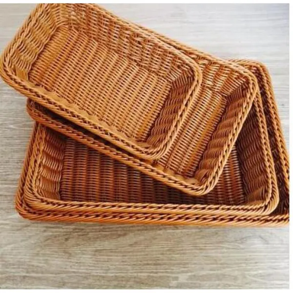 빵 바구니 영 바구니 과일 광주리 쟁반 사각형광주리 덩굴바구니 바구니 바구니 덩굴덩굴 담바구니 덩굴색 40*30*7cm, 상세페이지 참조