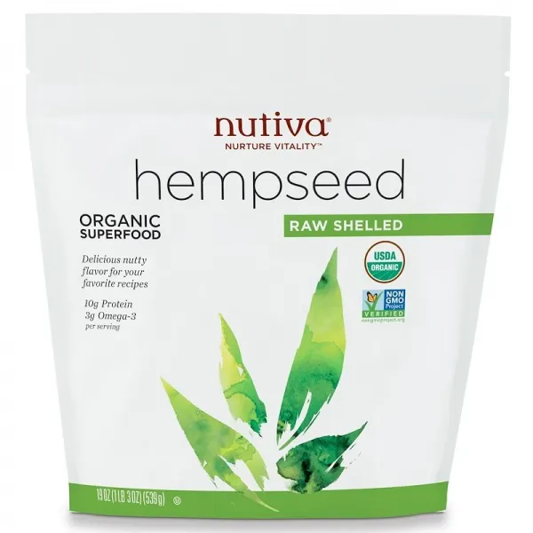 뉴비타 Nutiva 오가닉 헴프 씨드 로우 쉘드 19 온스 (539 그램), 19온스, 1개