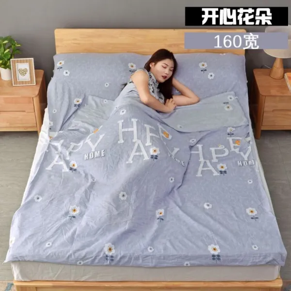 여행용 침대칸 더러운 침낭 두툼 방진 시트 밀착 이불커버 스킨 휴대용 단인소 신선, 하트 플라워 160와이드 싱글 컴포트
