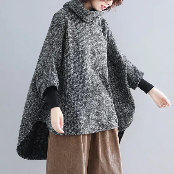 플랜글로벌 여성 하이넥 루즈핏 숄 원피스cth