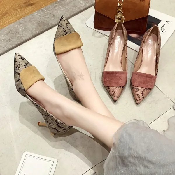 Kirahosi 가을 여성 뱀피슈즈 8cm 스틸레토힐 하이힐 + 덧신 증정 Aott74wm