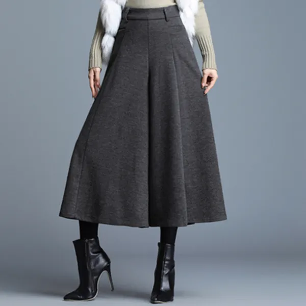 이우미 여성 겨울 9부 치마바지 루즈핏 하이웨스트 통바지 캐주얼 롱 치마바지rp290