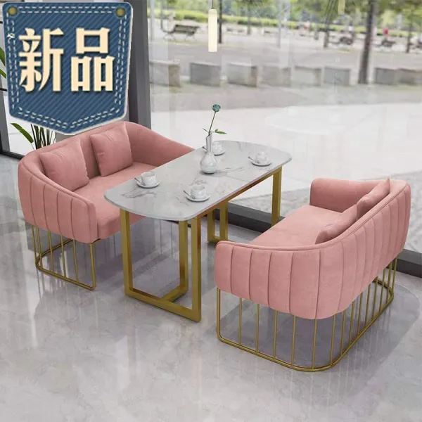 디카페 방 접대함 J면회 스틴 소파 심플 모즈 가볍게 사치한 비지니스 서양 요리 사무실 페어 카드홀더 정돈함 페어 소파 2 _벤치테이블 1（바칸디