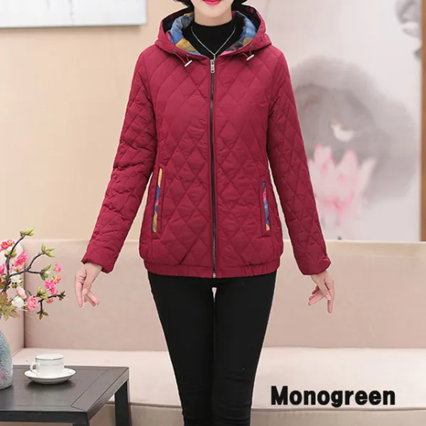 모노그린 퀼팅 누빔 후드 겨울 자켓 코트 빅사이즈 2cbrl49