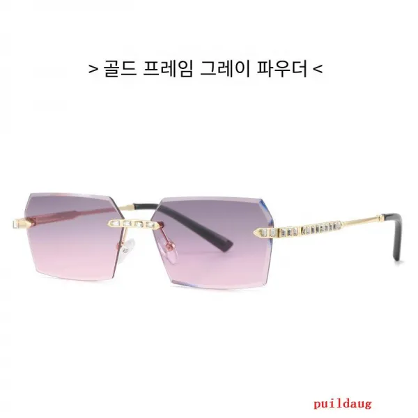 puildaug 폴리곤 무테 선글라스 남성용 작은 프레임 금속 선글라스 여성용 믹스
