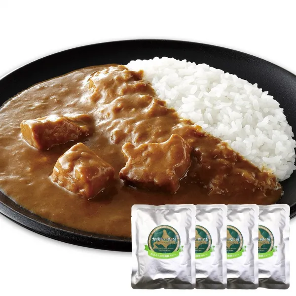 かみふらの豚カレー 【Amazon.co.jp限定】北国のかみふら豚を贅沢に使ったオリジナルカレー 4食セット 中辛 카미 후라노 돼지 카레 【Amazon.co.jp 한정】 북국의 かみふら, 1