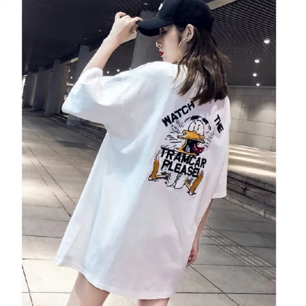 블랙바바 여성 캐릭터 5부 롱 티셔츠a19052959