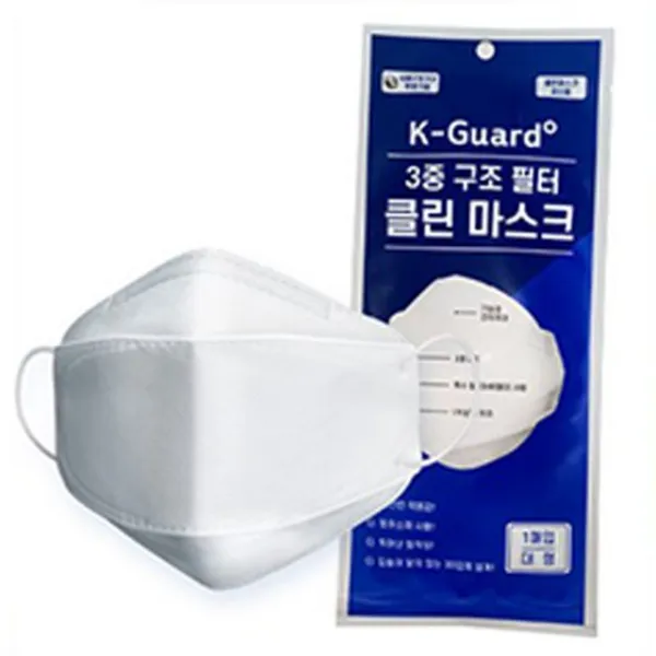 K-Guard 3중 구조 필터 클린 마스크 성인 방진 먼지 입체 3겹 국산 어른 독감 공공