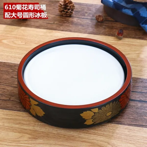 생선 가시 모양의 새로운 접시 가정용 창조적 인 일본 전용 접시 얼음 연어. 얼음 접시가 살아나다 610 스시 배럴에는 대형 원형 아이스 보드가 있습니다