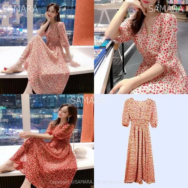 Qterra 특허브랜드 민소매 원피스 절개 빈티지 반팔티 긴팔 허리 치마