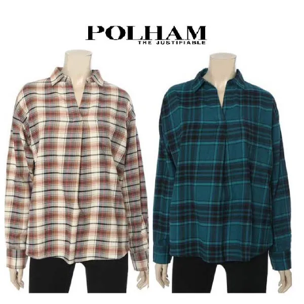  현대백화점 폴햄 Polham Phz4wc2023a 여성용 플란넬 하프포켓 셔츠
