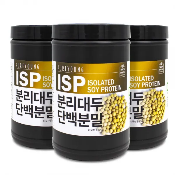 퓨어영 단백질보충제 ISP 분리대두단백질 식물성 400g, 3통