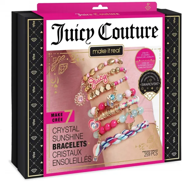 현실화–JuicyCoutureCrystalSunshineBracelet-십대 소녀들을 위한 DIYCharmBracelet키트-구슬과 구슬로 물품을 만드는 것 Swar, 단일옵션
