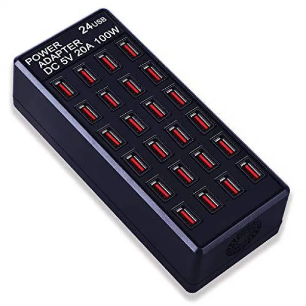 KNUU 24 포트 USB 충전 스테이션 독 100W 발전소 멀티 포트 Destop USB 충
