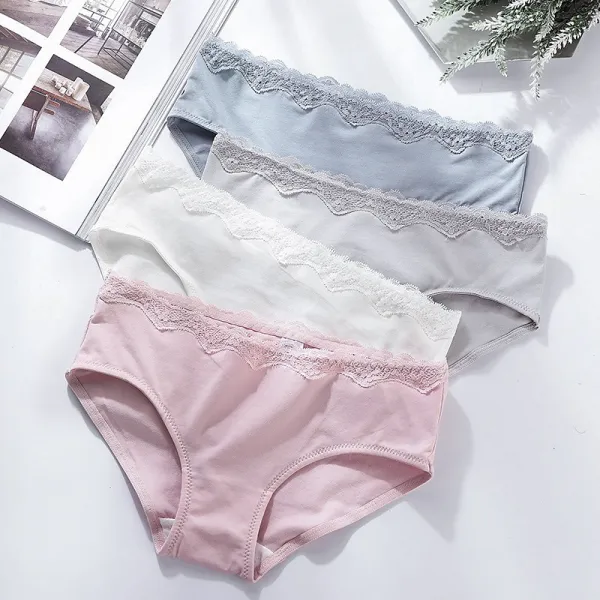 스케치온더브레인 면삼각팬티 남극인 레이스팬티 여성 순면 코튼 100 풀패딩 항균 밑위 미디웨스트 소녀 헴라인