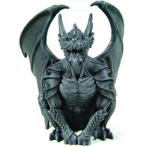 Ptc 6.25 인치 수지 날개 동상을 가진 중세 앉은 후견인 석상 단일상품