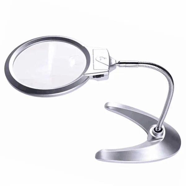 I&H 대형돋보기 각도조절 스탠드 독서 확대경 LED 조명 2X 5X 배율, 대형스탠드돋보기(130mm)