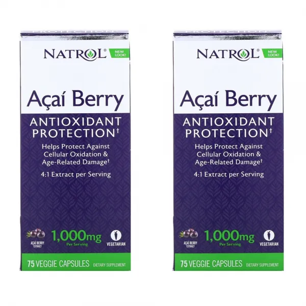 Natrol 나트롤 아카이 베리 안티옥시던트1000 mg Acai Berry Antioxidant 1000, 75캡, 2개
