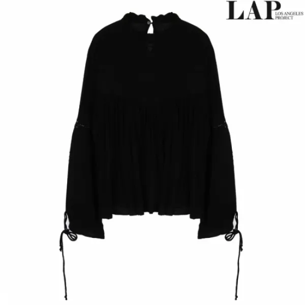 LAP 랩(LAP) 프릴카라 블라우스 AH2WB480_BK_W1X3